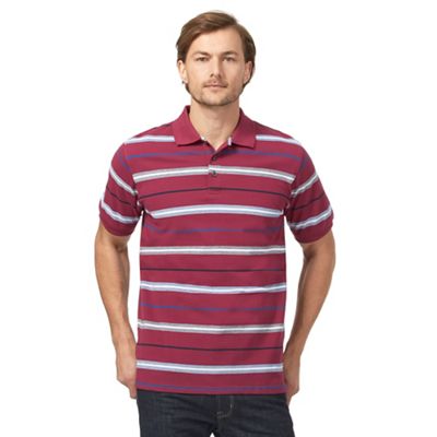Maine New England Big and tall dark pink striped polo shirt